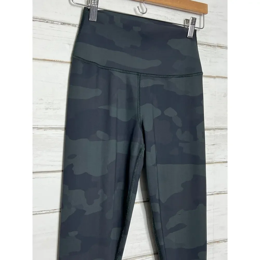 Alo Yoga Small Vapor Leggings Black Camo High Waist Full Length